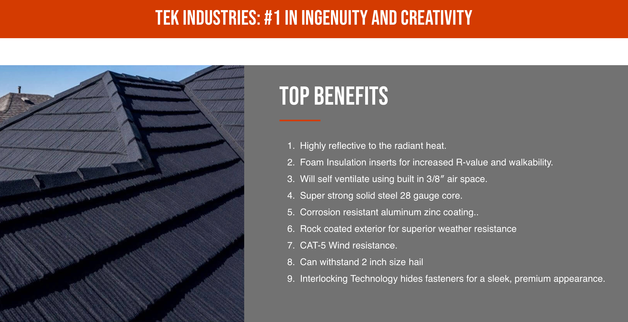 TEK Industries Top Benefits - Stone Coated Steel Roofing
